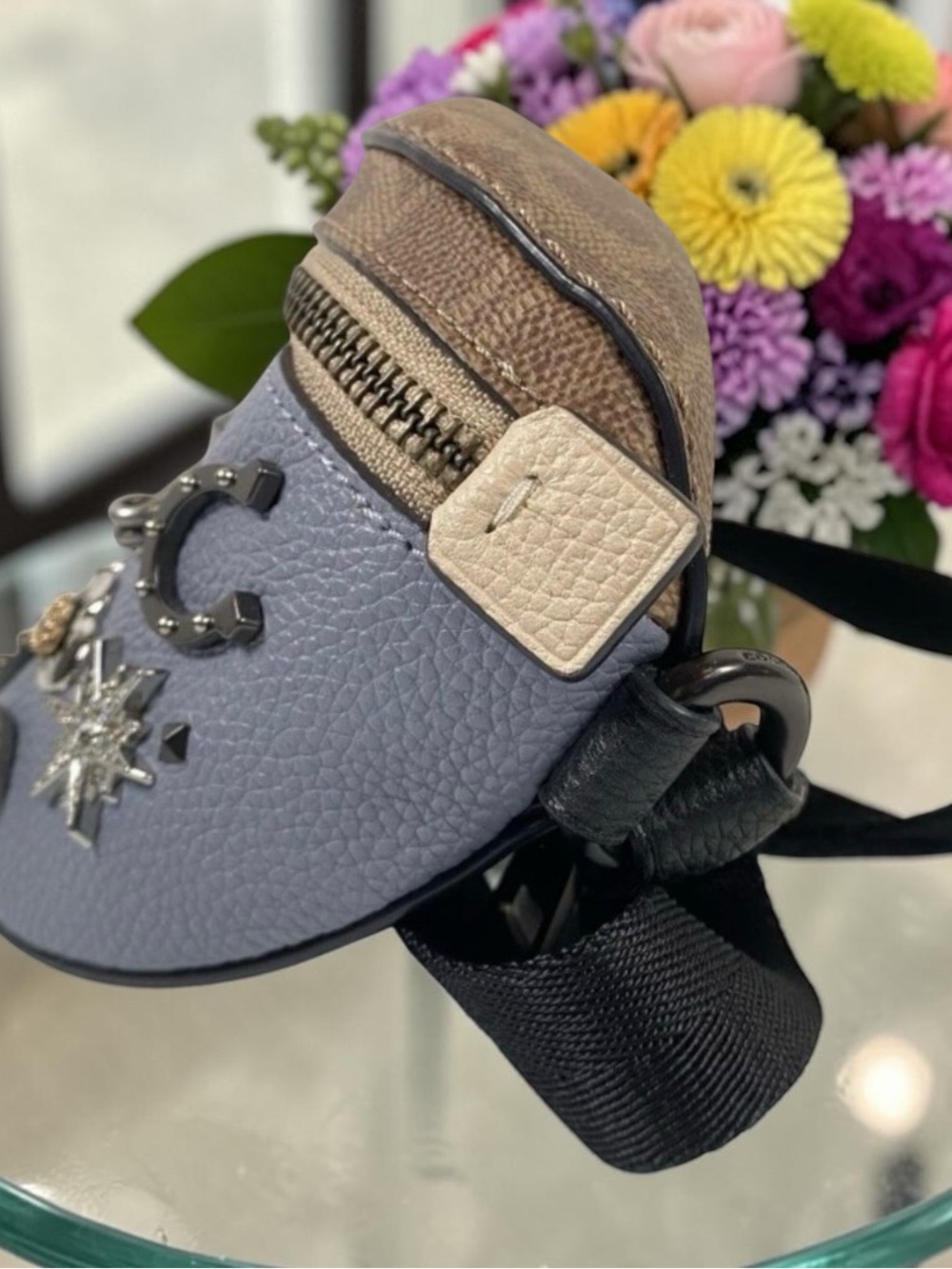 Unique Coach Pebbled Leather Belt Bag in Blue, Brown and Cream - Picture 2 of 13